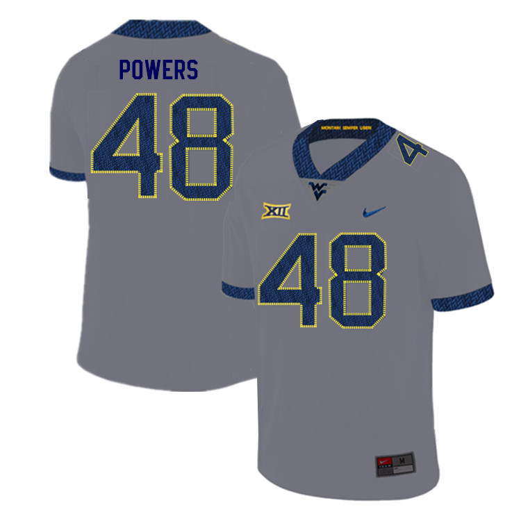 NCAA Men's Mike Powers West Virginia Mountaineers Gray #48 Nike Stitched Football College Authentic Jersey FF23P74GK